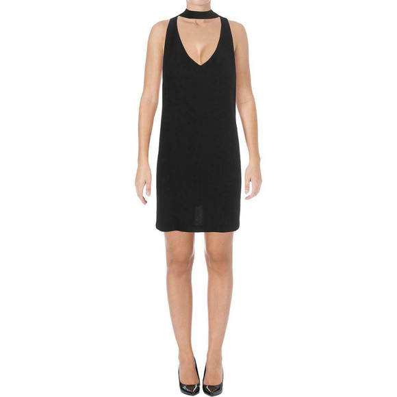 Aqua Black V Neck Choker Style Cocktail Dress - Picture 1 of 1